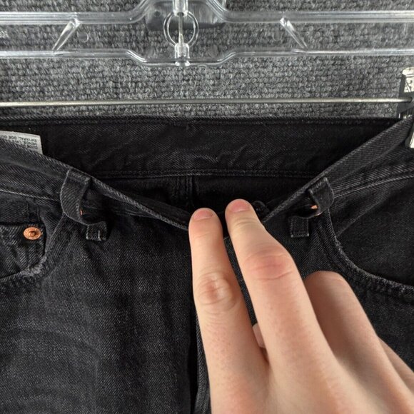 Levis Premium 501 Jeans Black Embellished Studded Denim Charcoal Wash 32x26 - Picture 10 of 16